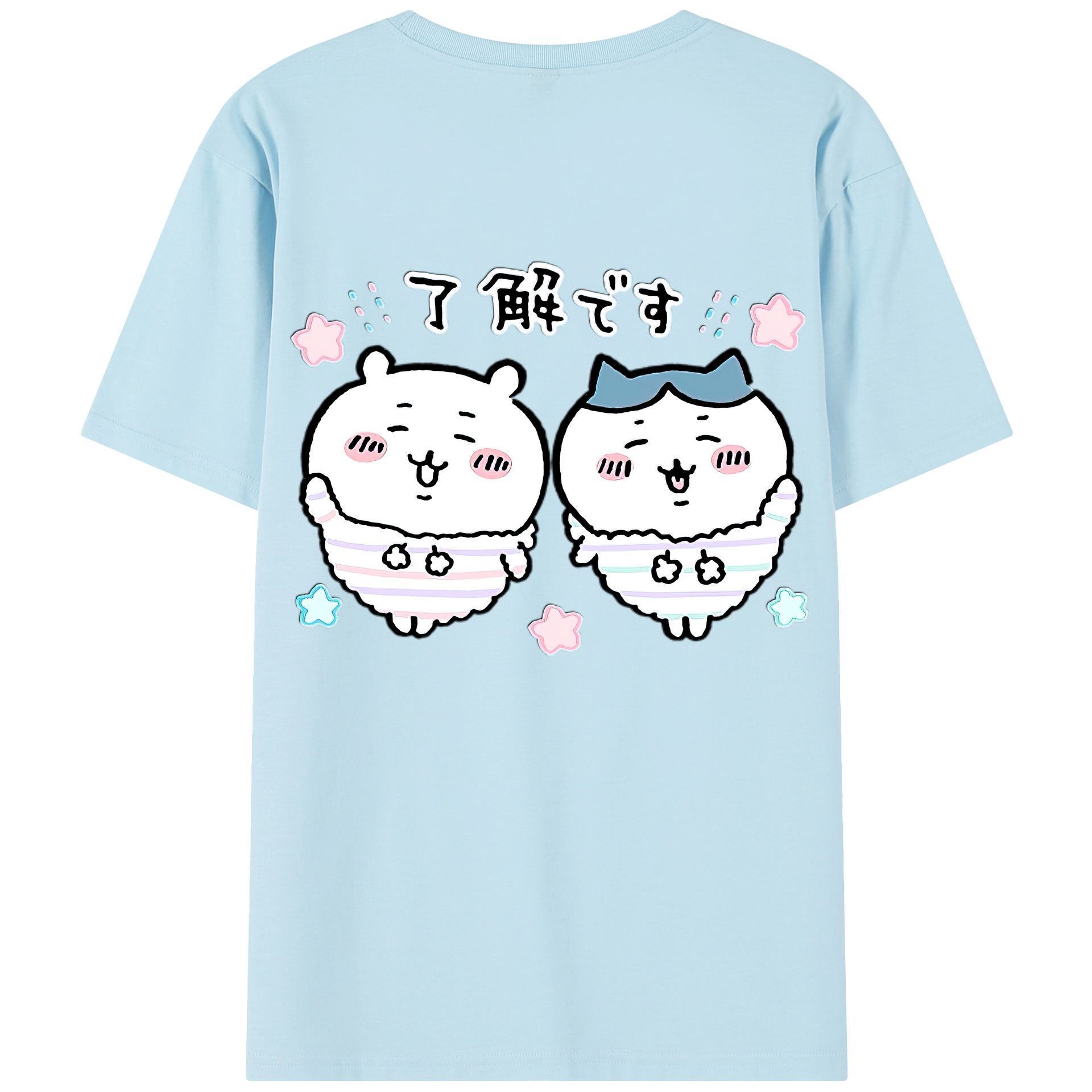 （画像用） ちいかわ ハチワレ Chii-kawa hachiware 綿100％半袖Tシャツ（背面プリント）
